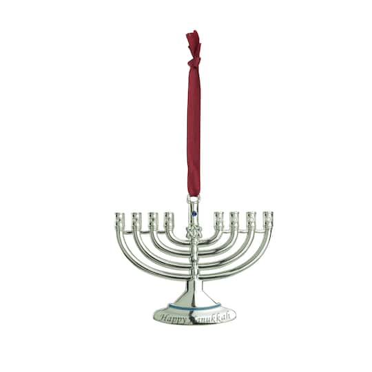 3.25" Blue & Silver Menorah Ornament By Northlight in Blue/Silver | 3.25" x 2.5" x 0.25" | Michaels®